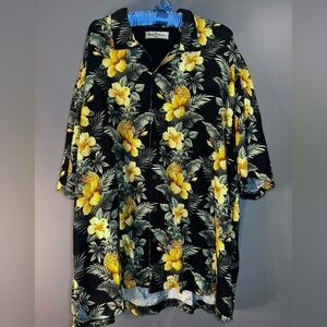 Tommy Bahama Black and Yellow Floral Men's Shirt